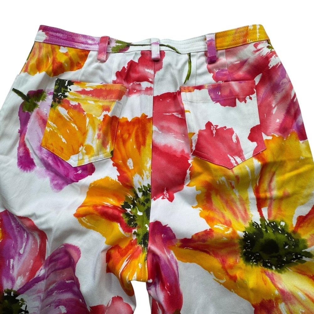 Company Ellen Tracy Floral Pants Womens 8 Orange Pink Yellow Coastal Preppy VTG - Picture 10 of 12